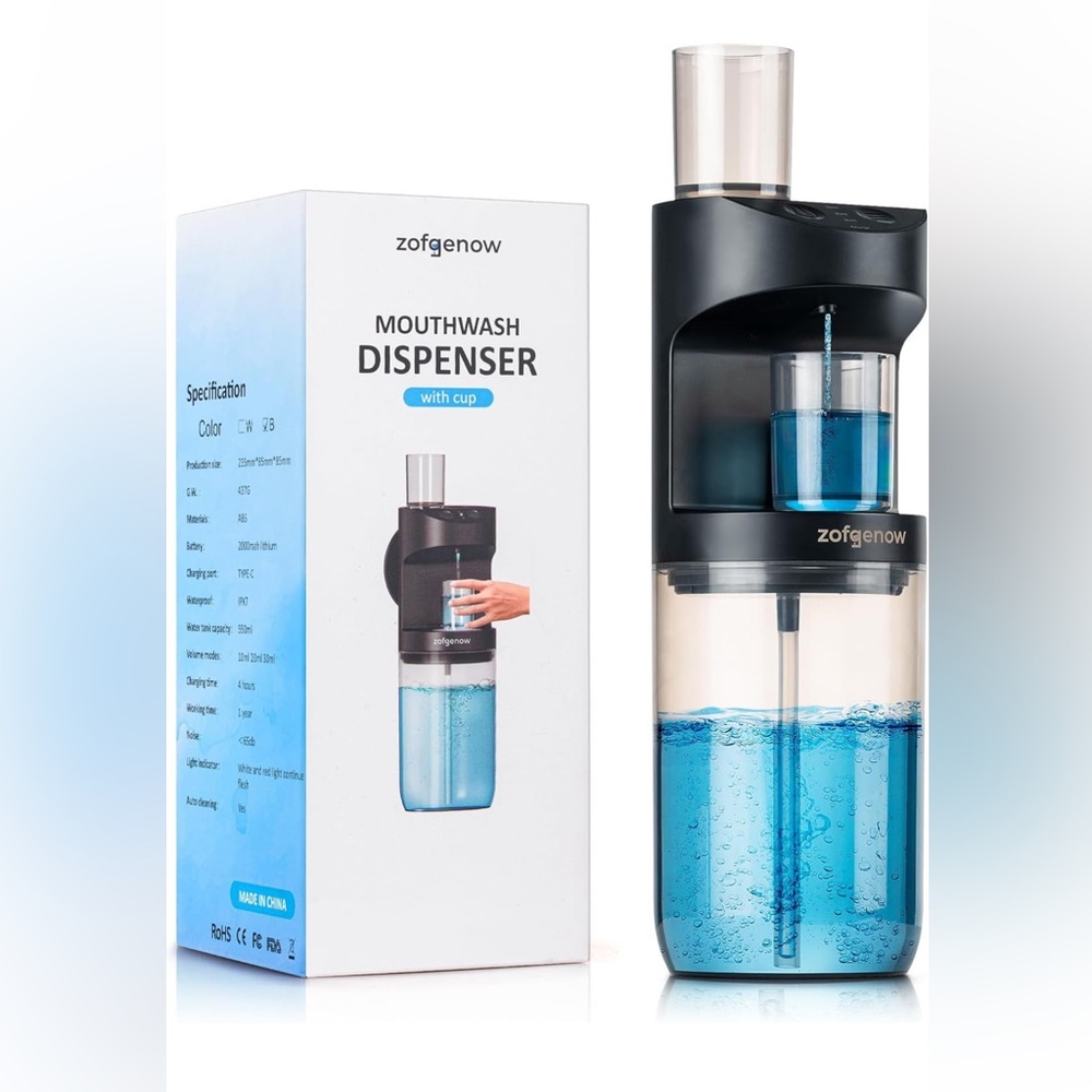 Automatic Mouthwash Dispenser w Wall Mount Black NEW